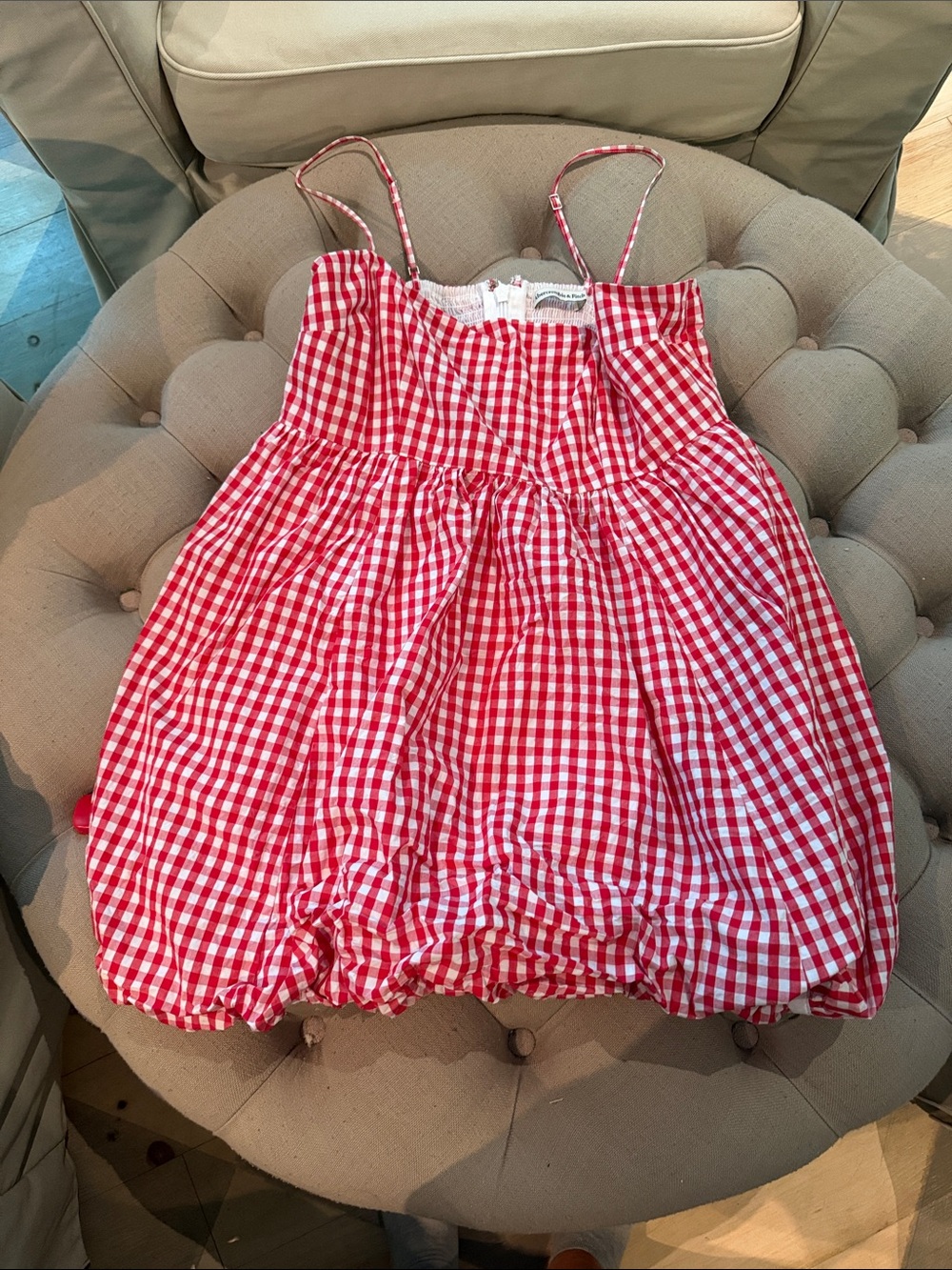 Abercrombie & Fitch Red and White Gingham Strapless Sundress - Picture 3 of 4